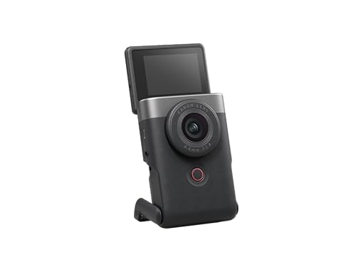 Canon PowerShot V10 Vlogging Starter Kit Kompaktkamera Digitalkamera silber (Weitwinkel Objektiv, 4k Kamera Videokamera, klappbares Touch-Display, Stereo-Mikrofon, Stativ, Streaming, Content Creation) von Canon