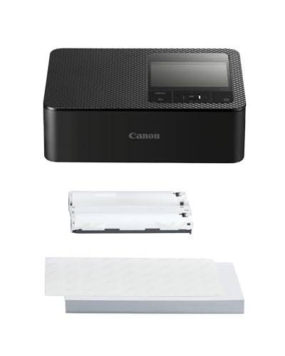 Canon SELPHY CP1500 Mobiler Fotodrucker mit Papierset, Schwarz - Drahtloser Bluetooth-Drucker mit Zubehör - Kompakt und Leicht - Mi 54 Blatt Papier im 4x6 Postkartenformat von Canon