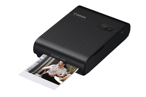 Canon SELPHY SQUARE QX10 Mini-Fotodrucker - mit quadratischem Druck (eingebauter Akku, WLAN, 287 dpi x 287 dpi, USB Kabel, Thermosublimationsdruck), schwarz von Canon