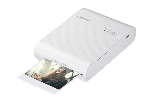 Canon SELPHY SQUARE QX10 Mini-Fotodrucker - mit quadratischem Druck (eingebauter Akku, WLAN, 287 dpi x 287 dpi, USB Kabel, Thermosublimationsdruck), weiß von Canon