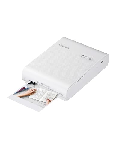 Canon SELPHY SQUARE QX10 Mini-Fotodrucker - mit quadratischem Druck (eingebauter Akku, WLAN, 287 dpi x 287 dpi, USB Kabel, Thermosublimationsdruck), weiß von Canon