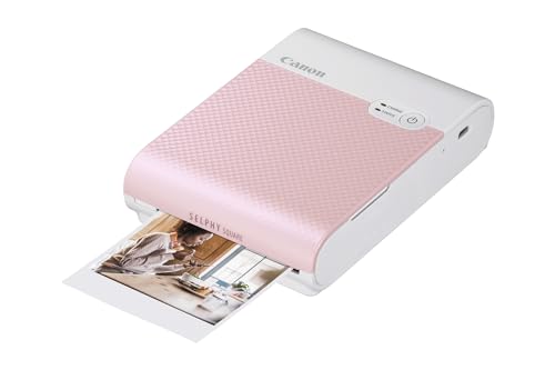 Canon SELPHY SQUARE QX10 mobiler Fotodrucker inkl. Starterset für 3 Ausdrucke mit Kleberückseite (Quadratischer Druck 6,8 x 6,8cm, eingebauter Akku, WLAN, Canon SELPHY App, Thermosublimation) pink von Canon