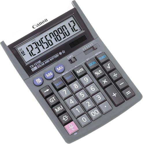 Canon TX1210E anzeigender Tischrechner, 12-stellig, angewinkeltes Display grau Canon TX1210E anzeigender Tischrechner, 12-stellig, angewinkeltes Display grau von Canon