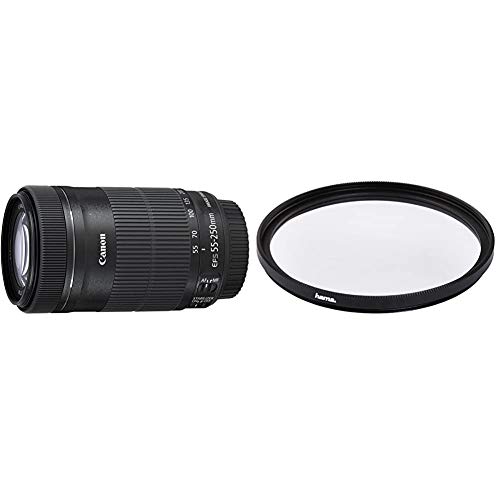 Canon Telezoomobjektiv EF-S 55-250mm F4-5.6 is STM Telezoom für EOS (58mm Filtergewinde, optischer Bildstabilisator), schwarz & Hama UV-Filter 58mm (Schutz-Filter mit 4-Fach Vergütung) von Canon