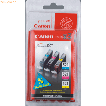 Canon Tintenpatrone Canon CLI-521 C/M/Y ChromaLife100+ Multipack von Canon