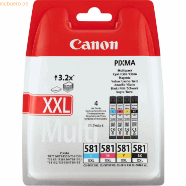 Canon Tintenpatrone Canon CLI-581BKXXL gelb von Canon