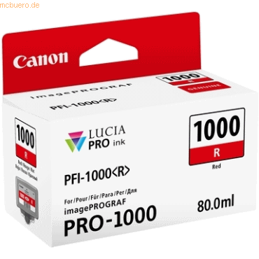 Canon Tintenpatrone Canon PFI-1000R rot von Canon