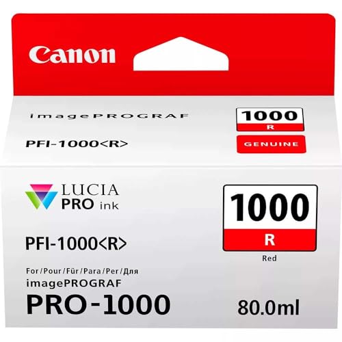 Canon Tintenpatronen PFI-1000 R rot - 80 ml ORIGINAL für imagePROGRAF PRO-1000, Red von Canon