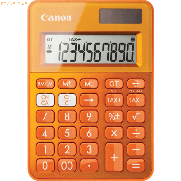 Canon Tischrechner LS-100K 10-stellig Solar/Batteriebetrieb orange von Canon