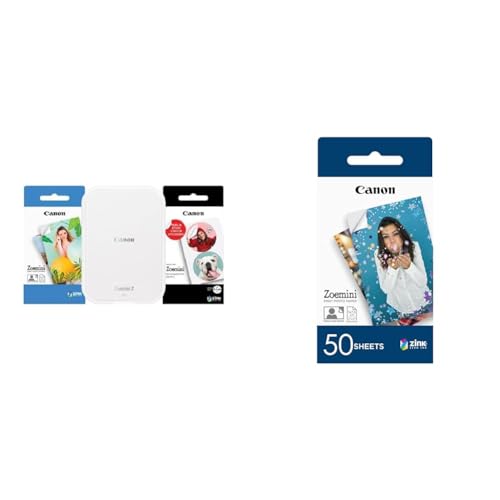 Canon Zoemini 2 „Printing Kit“ Fotodrucker, perlweiss & Zoemini 5 x 7,5 cm Zink Fotopapier | Packung mit 50 Blatt | Keine Tinte, kein Aufwand. | Perfekt zum Verteilen von Erinnerungsfotos Canon Zoemini 2 „Printing Kit“ Fotodrucker, perlweiss & Zoemini 5 x 7,5 cm Zink Fotopapier | Packung mit 50 Blatt | Keine Tinte, kein Aufwand. | Perfekt zum Verteilen von Erinnerungsfotos von Canon