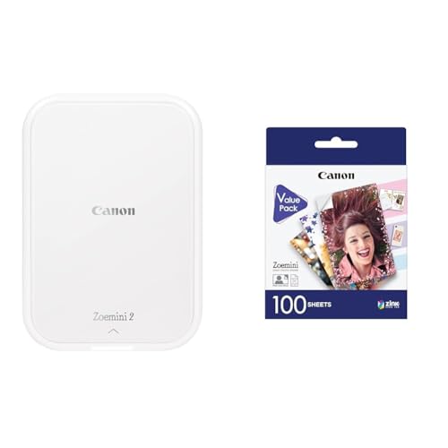 Canon Zoemini 2 Mini Fotodrucker mobil tragbar unterwegs Hosentasche & ZP-2030 Original Zink Photo Paper 100 Sheets for Zoemini Instant Camera von Canon