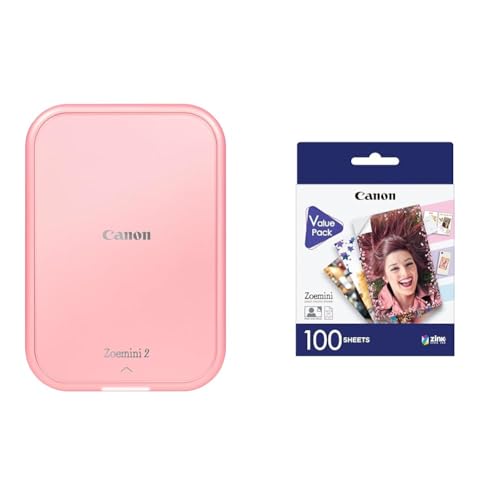 Canon Zoemini 2 Mini Fotodrucker mobil tragbar unterwegs Hosentasche & ZP-2030 Original Zink Photo Paper 100 Sheets for Zoemini Instant Camera von Canon