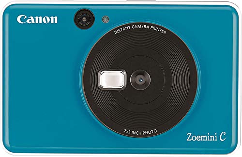 Canon Zoemini C Sofortbildkamera digital 5 MP (Sofortdruck, Sucher, Blitzlicht, Micro SD Kartenslot, Selfie Spiegel (11x8 mm), 5 x 7,6 cm Aufkleber, ZINK Druck tintenfrei) seaside blue von Canon