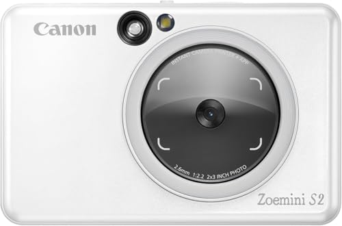 Canon Zoemini S2 Sofortbildkamera-Drucker 8MP – Kompakt mit Spiegel, Ringlicht-Kamera, Zink Fotopapier mit Kleberückseite, Tragbar (Perlweiß) von Canon