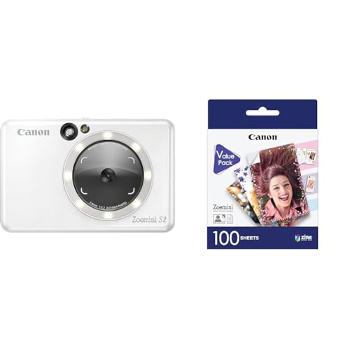 Canon Zoemini S2 Mini Sofortbildkamera + Fotodrucker mobil tragbar unterwegs Hosentasche & ZP-2030 Original Zink Photo Paper 100 Sheets for Canon Zoemini Instant Camera/Photo Printer von Canon