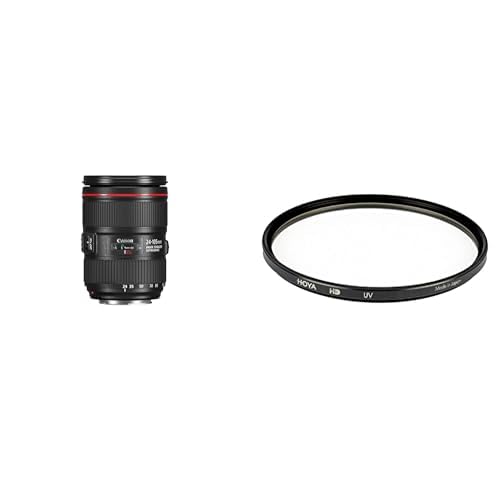 Canon Zoomobjektiv EF 24-105mm F4L is II USM für EOS (77mm Filtergewinde, Bildstabilisator), schwarz & Hoya HD Gold UV-Filter 77mm schwarz von Canon