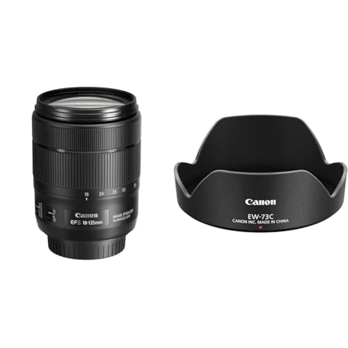 Canon Zoomobjektiv EF-S 18-135mm F3.5-5.6 is USM für EOS (67mm Filtergewinde, Autofokus, Bildstabilisator), schwarz & 9529B001 Gegenlichtblende EW-73C von Canon