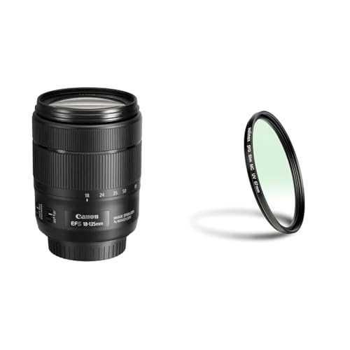 Canon Zoomobjektiv EF-S 18-135mm F3.5-5.6 is USM für EOS (67mm Filtergewinde, Autofokus, Bildstabilisator) schwarz & Walimex Pro UV-Filter Slim MC 67 mm (inkl. Schutzhülle) von Canon