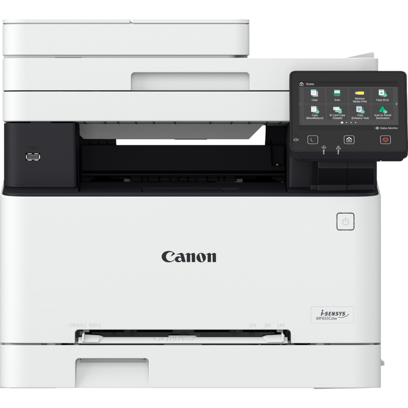 Canon i-SENSYS MF655Cdw - Multifunktionsdrucker - Farbe - Laser - A4 (210 x 297 mm), Legal (216 x 356 mm) (Original) - A4/Legal (Medien) - bis zu 21 Seiten/Min. (Kopieren) - bis zu 21 Seiten/Min. (Drucken) - 250 Blatt - USB 2.0, Gigabit LAN, Wi-Fi(n), USB-Host (5158C004) von Canon
