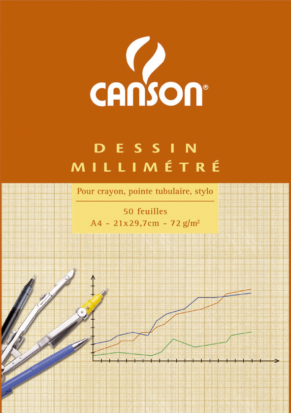 CANSON Millimeterpapier-Block, DIN A4, 90 g/qm von Canson