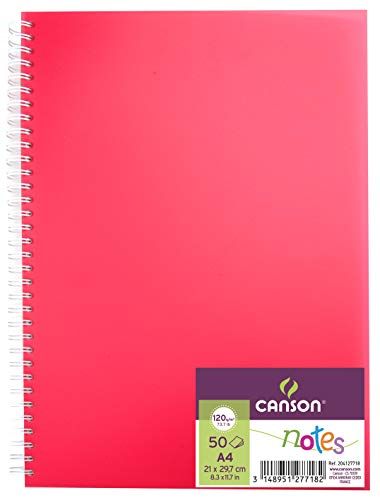 CANSON Notes Notizbuch Spiralbindung, DIN A4, 50 Blatt, 120 g/m², Pink von Canson