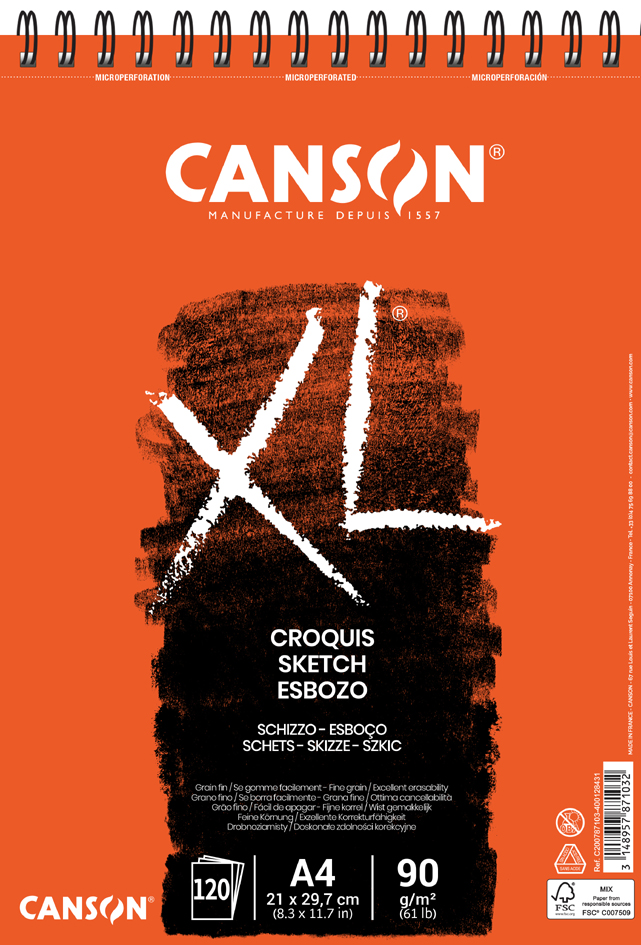 CANSON Skizzen- und Studienblock , XL, , DIN A4, 90 g/qm von Canson
