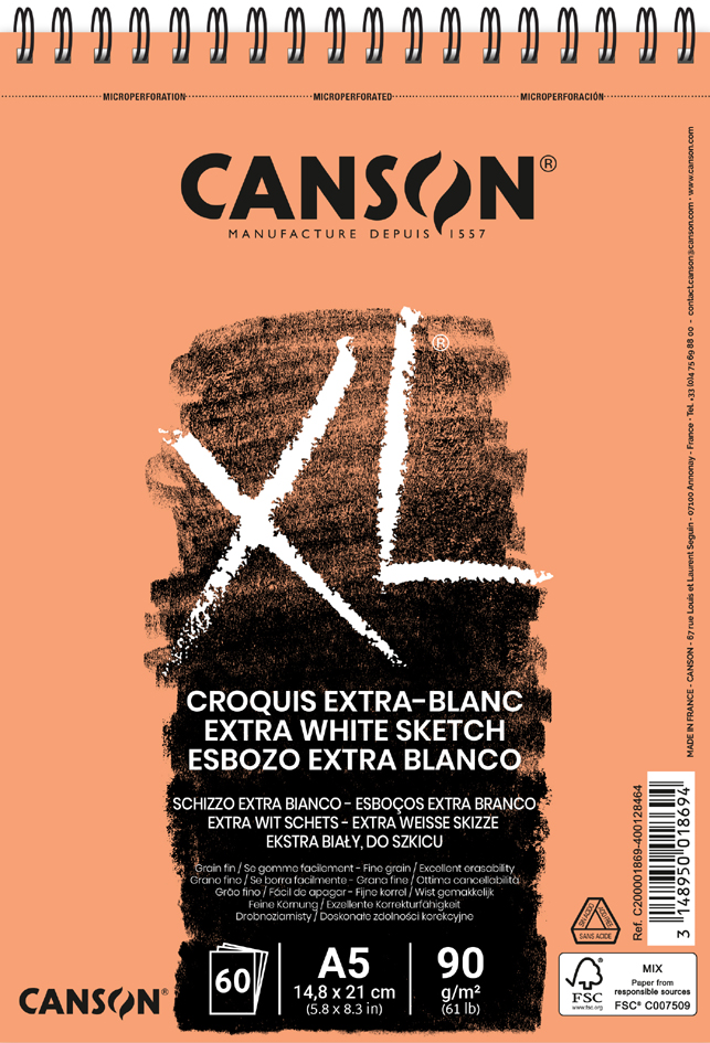 CANSON Skizzen- und Studienblock , XL EXTRA WHITE, , DIN A3 von Canson