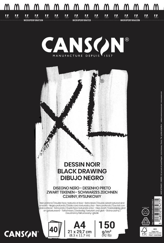 CANSON Skizzen- und Studienblock XL Black, DIN A4, schwarz von Canson