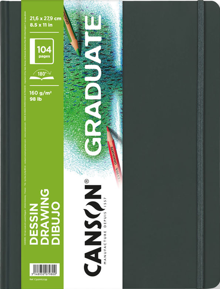 CANSON Skizzenbuch GRADUATE DRAWING, 216 x 279 mm, schwarz von Canson