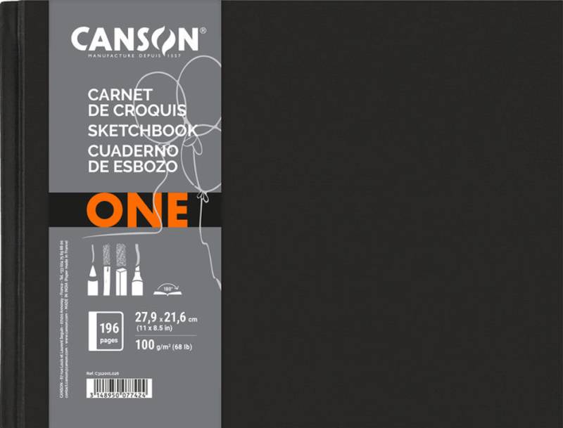CANSON Skizzenbuch ONE, 279 x 216 mm, schwarz von Canson