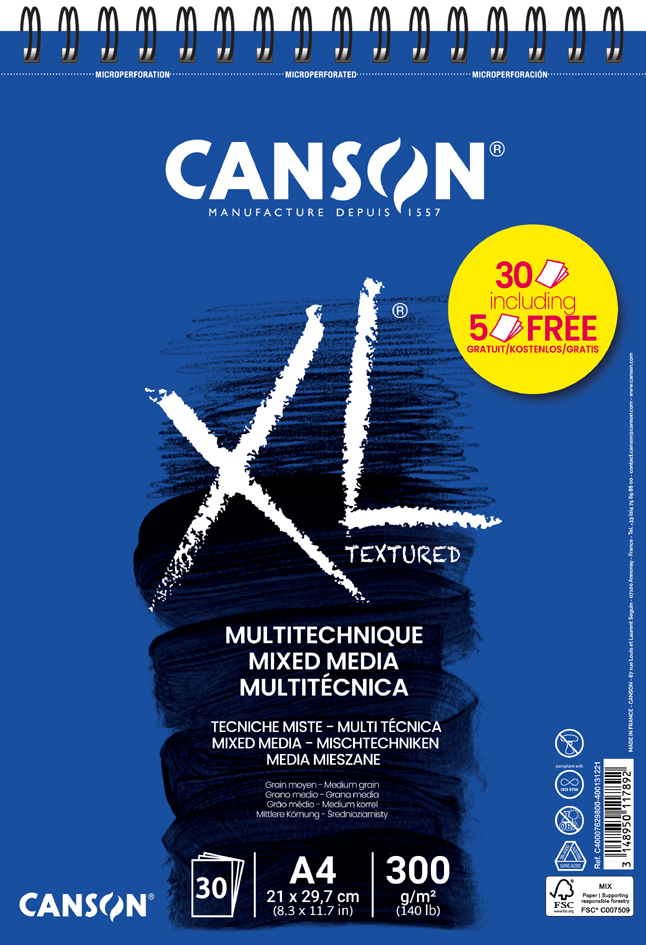 CANSON Studienblock XL MIXED MEDIA Textured Aktion, DIN A4 von Canson