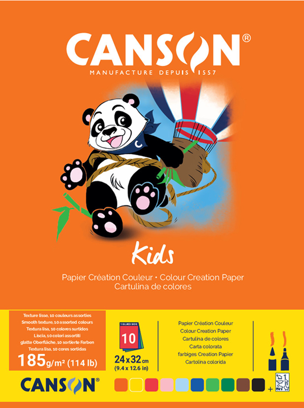 CANSON Tonpapierblock Kids, 240 x 320 mm, 185 g/qm, 10 Blatt von Canson
