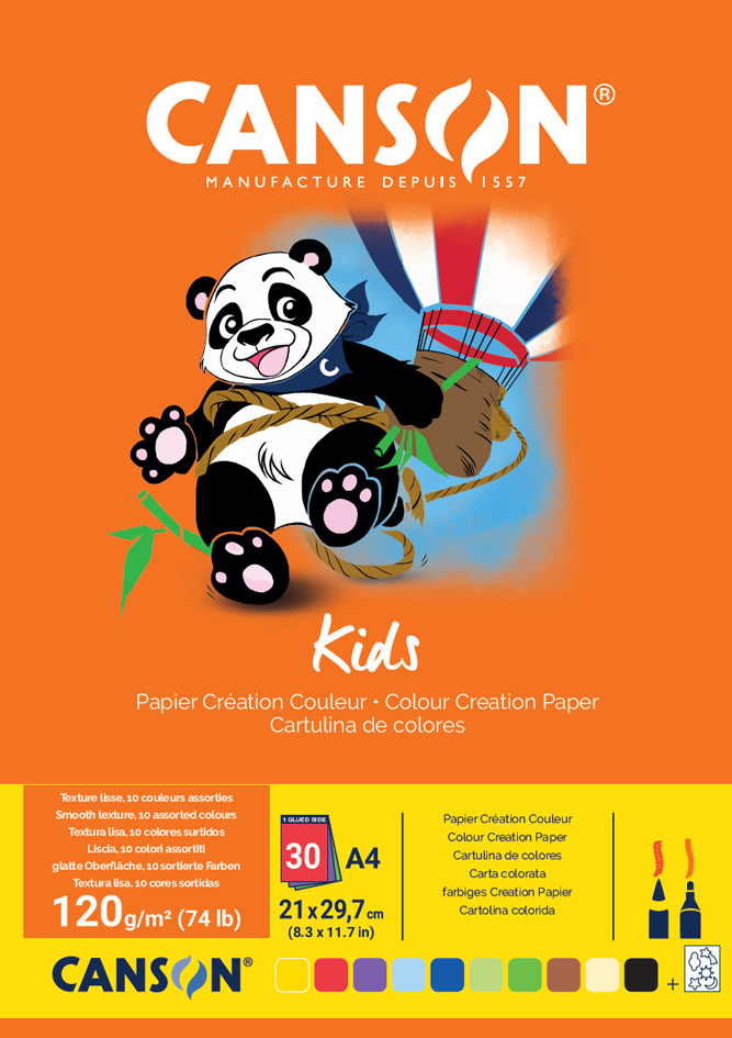 CANSON Tonpapierblock Kids, DIN A4, 120 g/qm, 30 Blatt von Canson