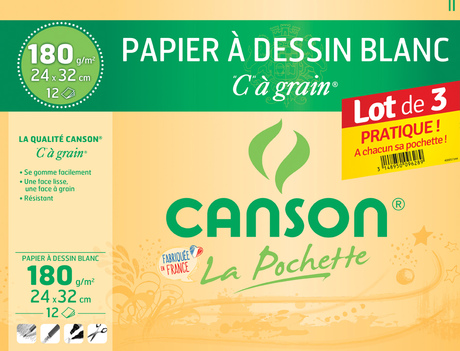 CANSON Zeichenpapier , C,  à Grain, 320 x 240 mm, 3er Set von Canson