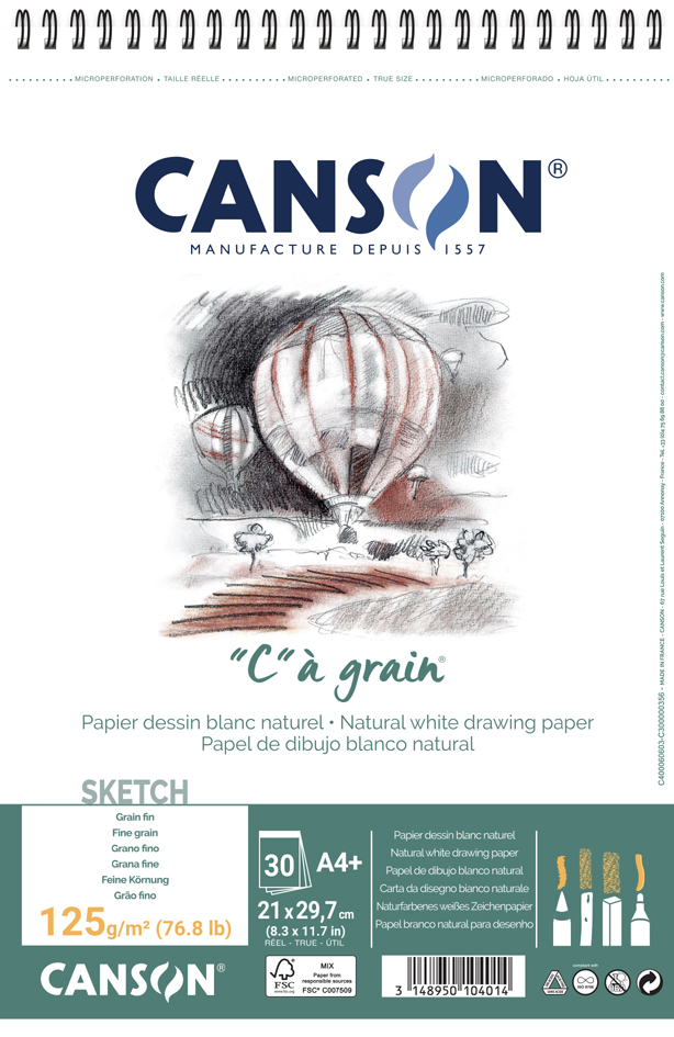 CANSON Zeichenpapier-Spiralblock , C,  à grain, A3, 180 g/qm von Canson