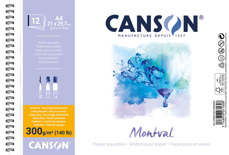 CANSON Zeichenpapierblock , Montval, , 210 x 297 mm, 300 g/qm von Canson