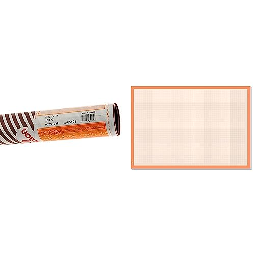 Canson 200065101 Millimeterpapier, 0.75 x 10 m, weiß & SIGEL HO270 Papier-Schreibtischunterlage zum Abreißen, Millimeterpapier-Block, ca. DIN A2 - extra groß, orange, 30 Blatt, Schreibunterlage von Canson