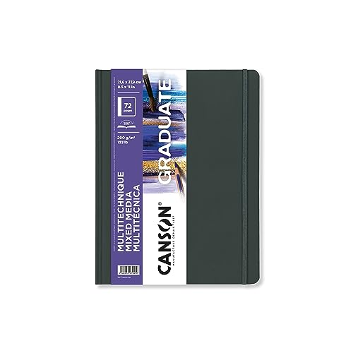 Canson Graduate Book Skizzenbuch, feine Körnung, 200 g/m², Sketchbook Hardcover, 21,6 x 27,9 cm, Weiß, 72 Blatt von Canson