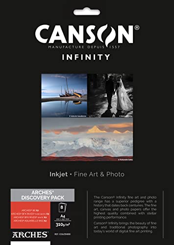 Canson Infinity Discovery Pack Arches Fotopapier A4, 8 Blatt, C33625H000, weiß von Canson