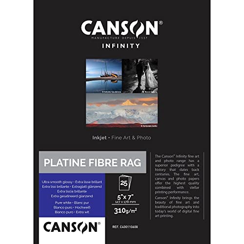 Canson Infinity Platine Fibre Rag Fotopapier, Box 12,7 x 17,8, 25 Blatt, 310 g von Canson