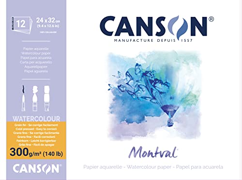 Canson Montval Block einseitiggeleimt, 24 x 32 cm, 12 Blatt, 300 g/m² von Canson