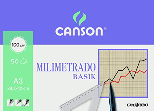 GUARRO CANSON 200402863 Zeichenblock 50 Blätter millimetriert A3 90G von Canson