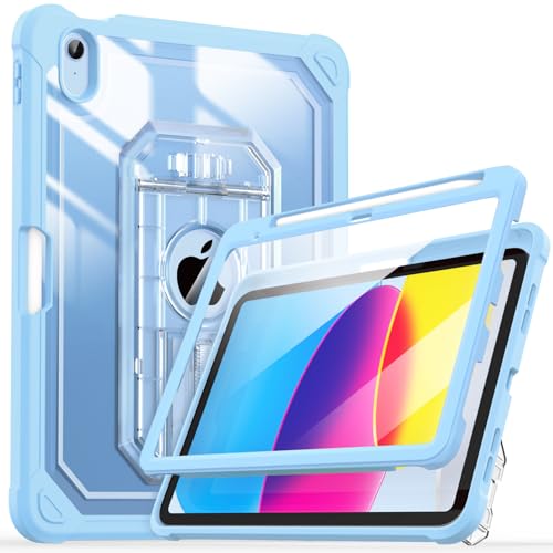 Cantis Schutzhülle für iPad A16 27,9 cm (11 Zoll) 2025 / iPad 10. Generation 2022 (27,7 cm) mit Displayschutzfolie und Stifthalter, Hülle der 11. Generation mit größerem stabilem Ständer, transparent von Cantis