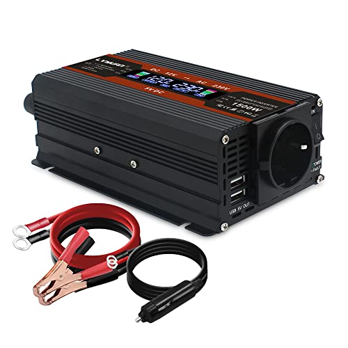 Spannungswandler 12v 230v / 750W Wechselrichter/Cantonape Stromwandler 12 auf 230 Inverter/LCD+2 USB Anschl¡§1sse inkl. Kfz Zigarettenanz¡§1nder Stecker Autobatterieclips von Cantonape