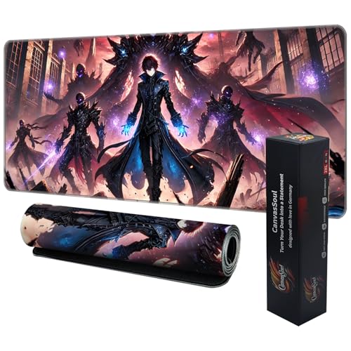 CanvasSoul Gaming Mauspad XXL – 3 mm Premium-Polsterung für präzises Gaming, rutschfeste Unterseite, Vernähte Ränder – stylisch & langlebig für Dein Setup (Dark Grid Runner, 800 x 300 x 3 mm) von CanvasSoul