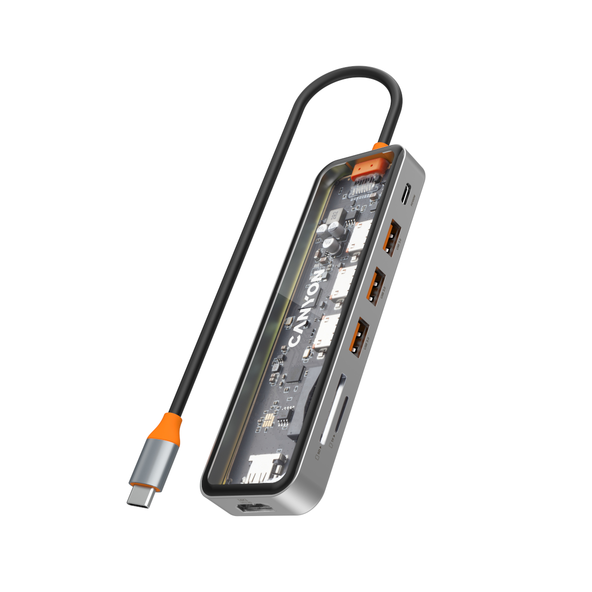 Canyon Hub DS-13 7 in 1 4k USB-C Transparent Space Grey Canyon Hub DS-13 7 in 1 4k USB-C Transparent Space Grey von Canyon