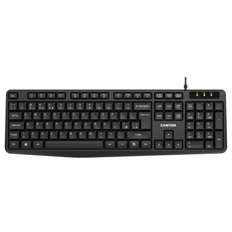 Canyon Keyboard KB-1, Kabelgebunden Spritzwassergeschützt, USB-A-Anschluss von Canyon