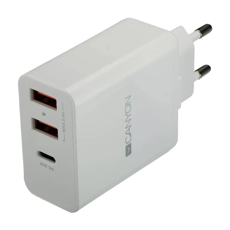 Canyon Power Adapter H-08 PD 30W, USB-C, USB-A, weiß (CNE-CHA08W) von Canyon