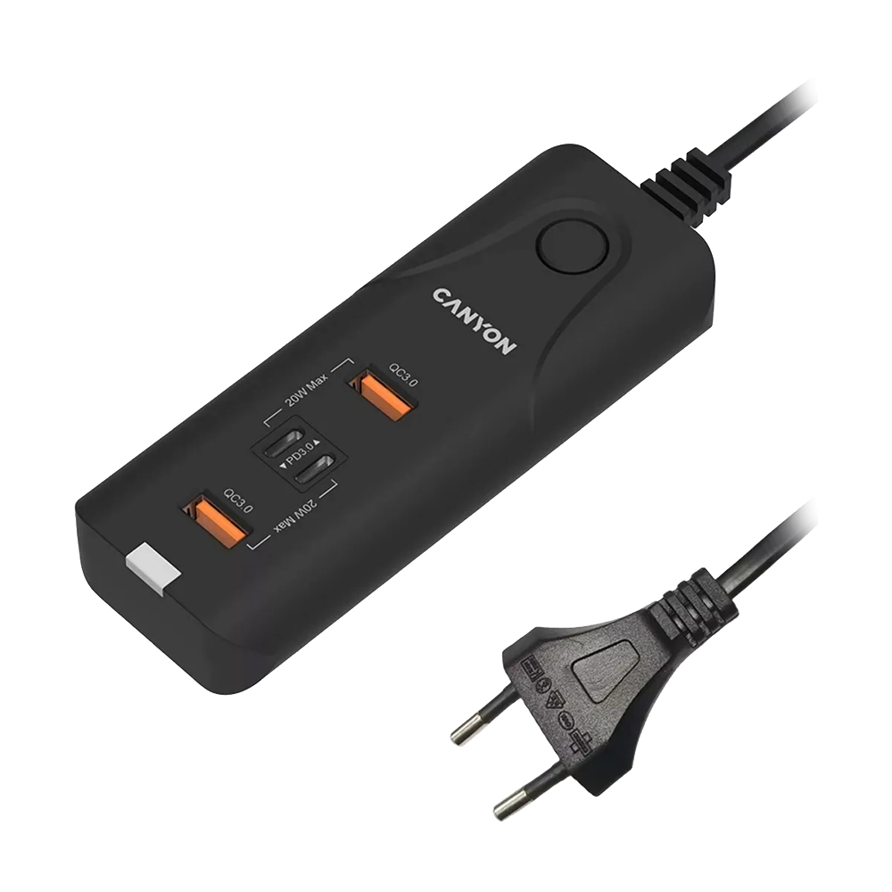 Canyon Power Adapter H-10 PD 20W, QC 3.0, 18W USB-A, USB-C, schwarz (CNE-CHA10B) von Canyon