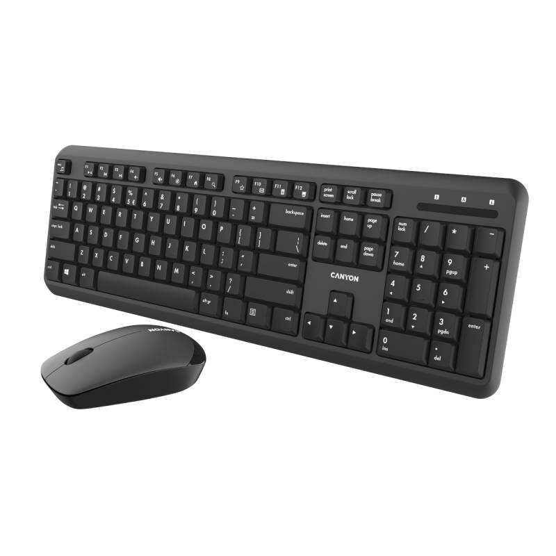 Canyon Tastatur und Maus SET-W20, Kabellos 2,4 GHz, DE-Layout Spritzwassergeschützt, Mausauflösung - 1200 DPI von Canyon